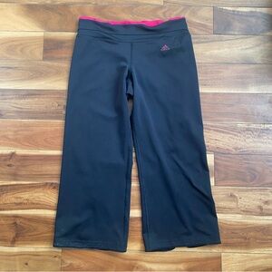 Adidas Black cropped Leggings with Pink Waistband